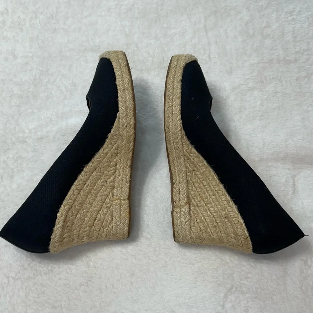 J. Crew Black Seville Espadrille Canvas Jude Wedges Size 9